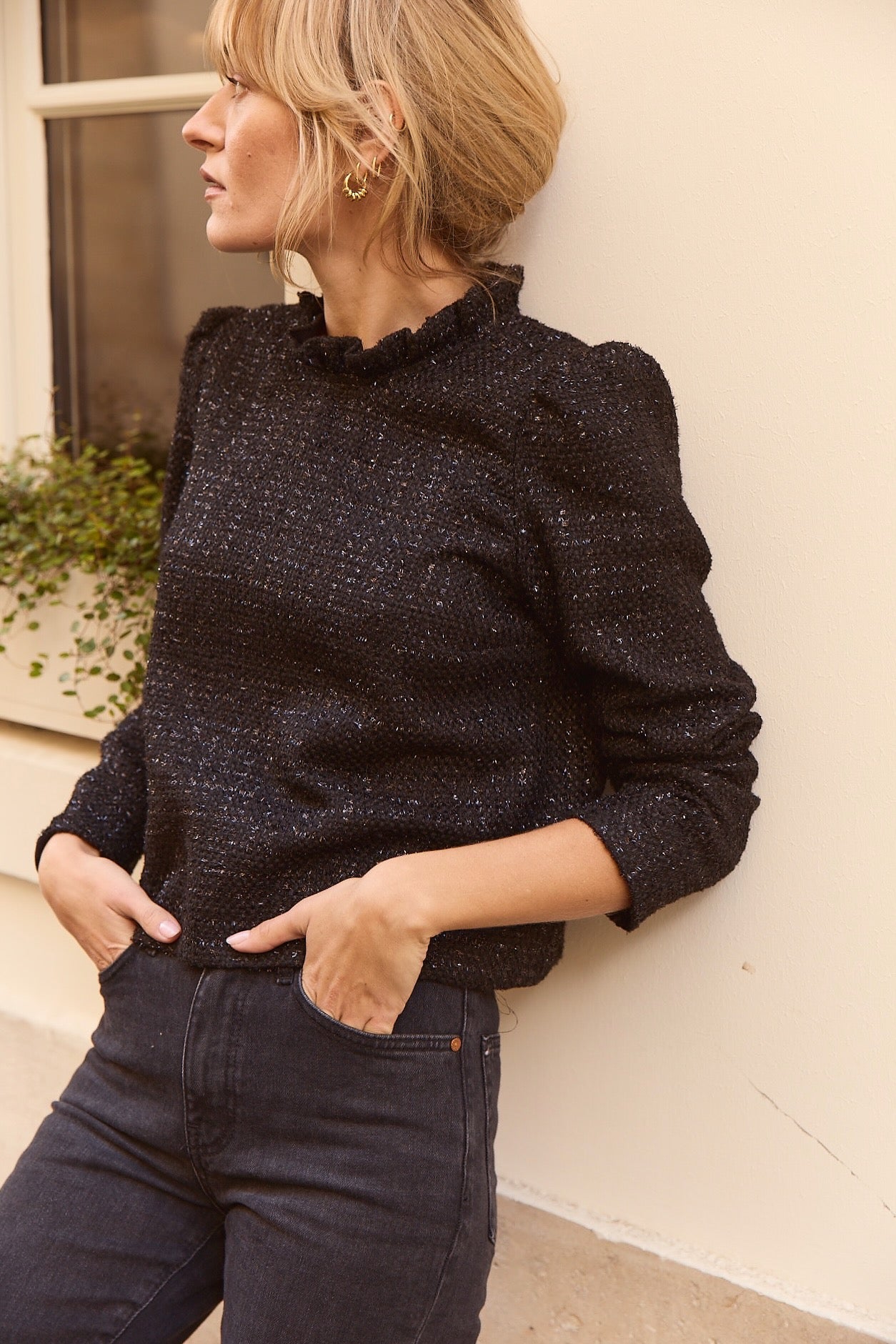 Top Odyssée tweed noir