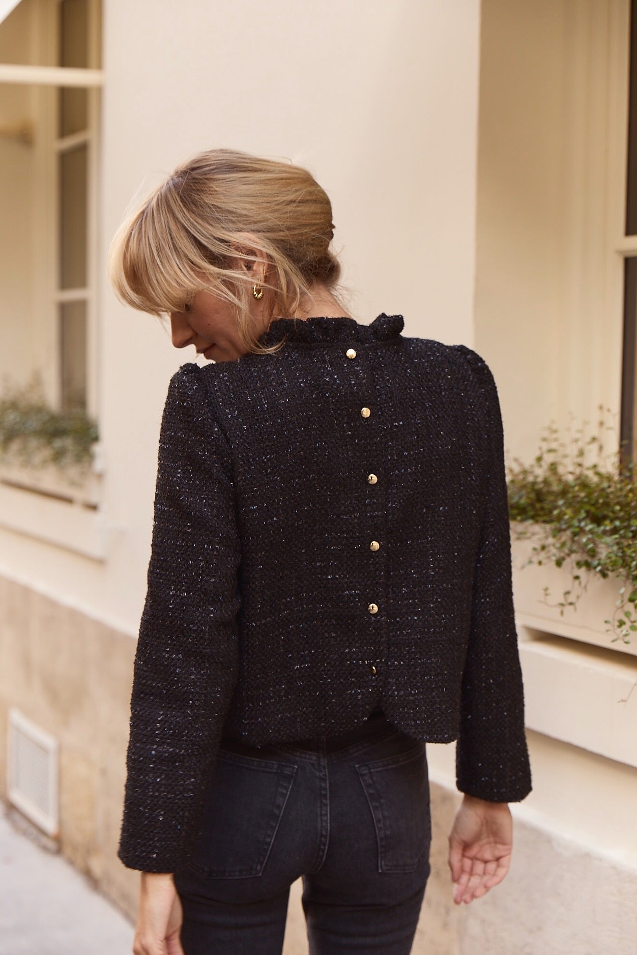 Odyssée black tweed top