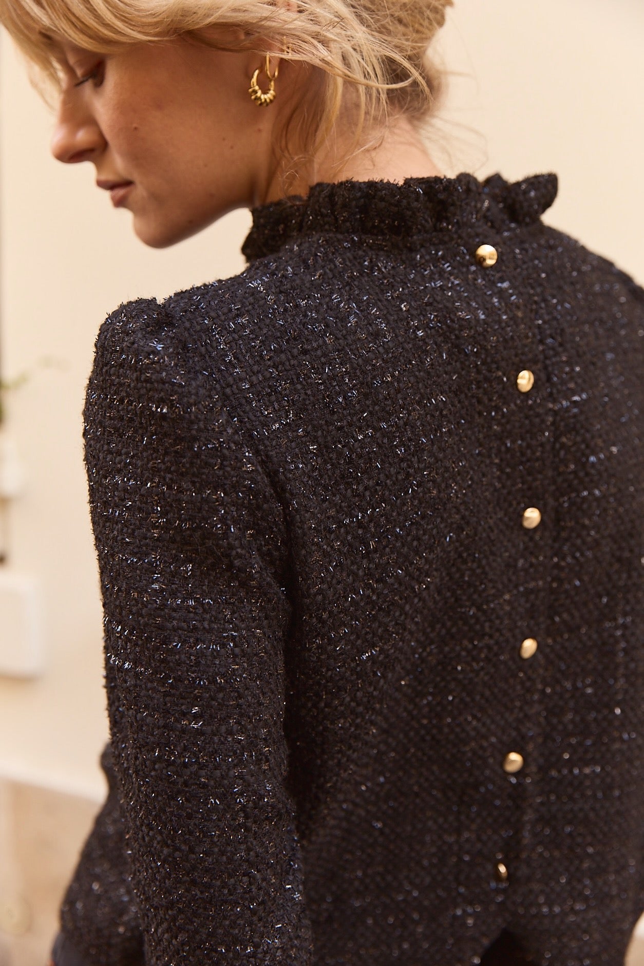 Odyssée black tweed top