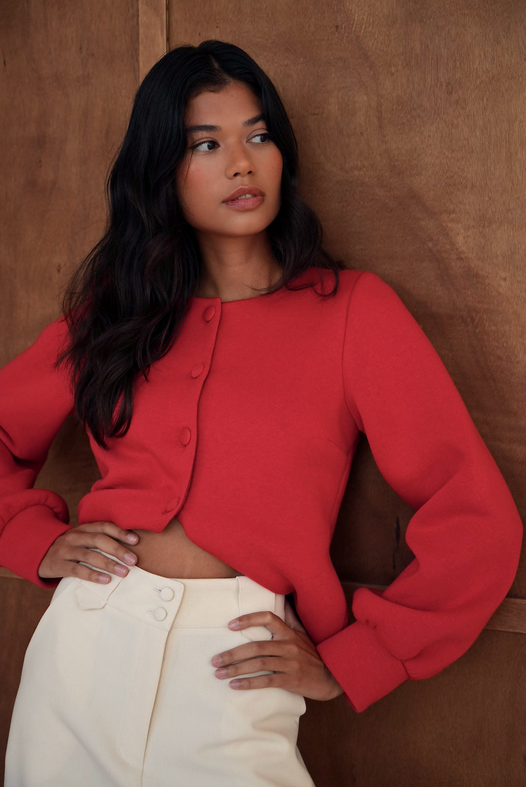 Top Valéria molleton rouge