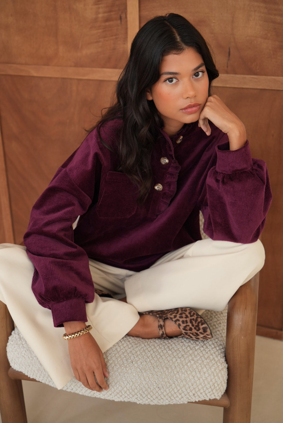 Chemise Jordane velours prune