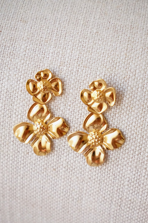 Boucles d'oreilles Camélia double