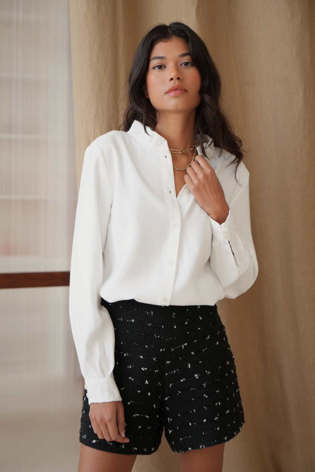Short Alanis tweed noir