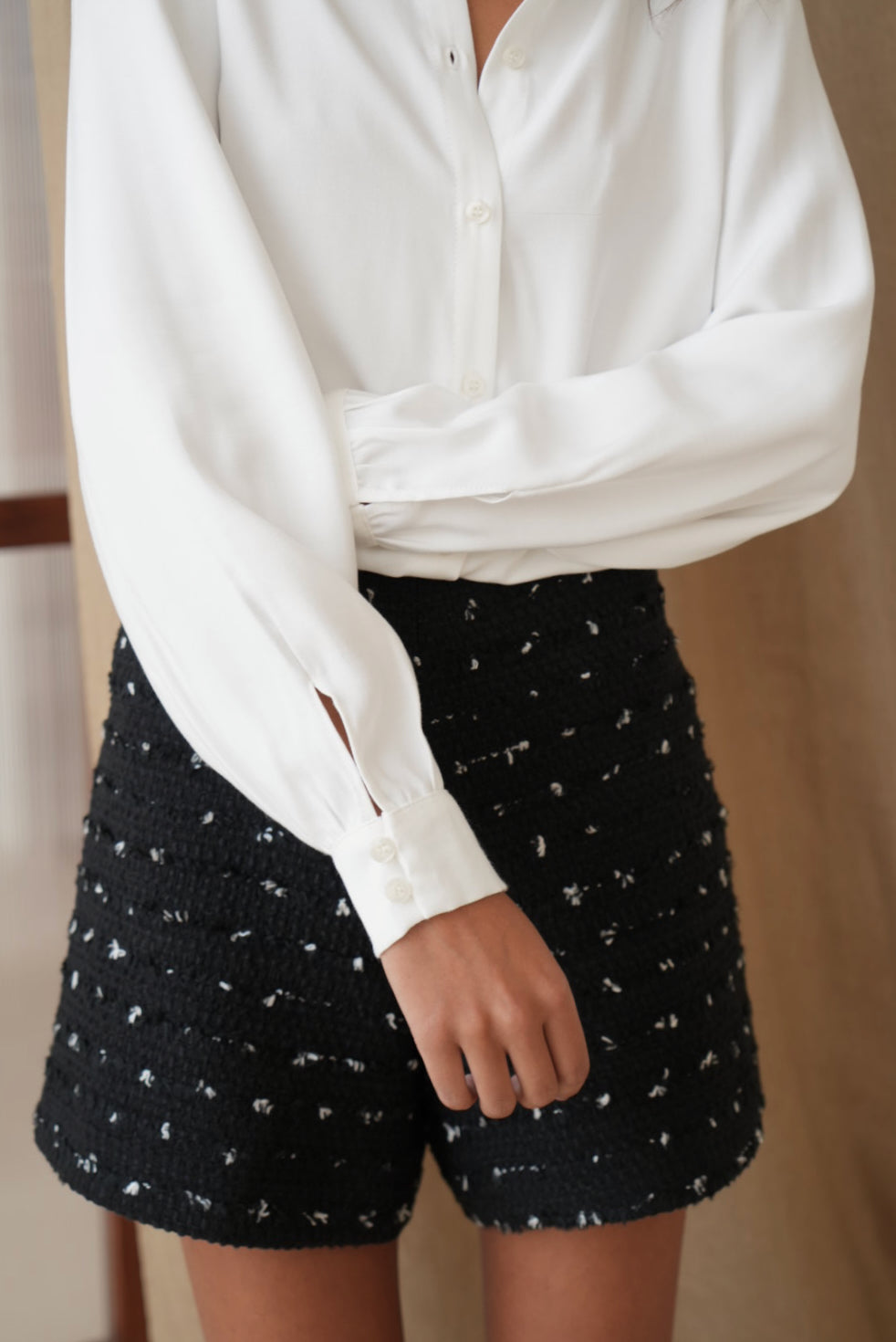 Short Alanis tweed noir