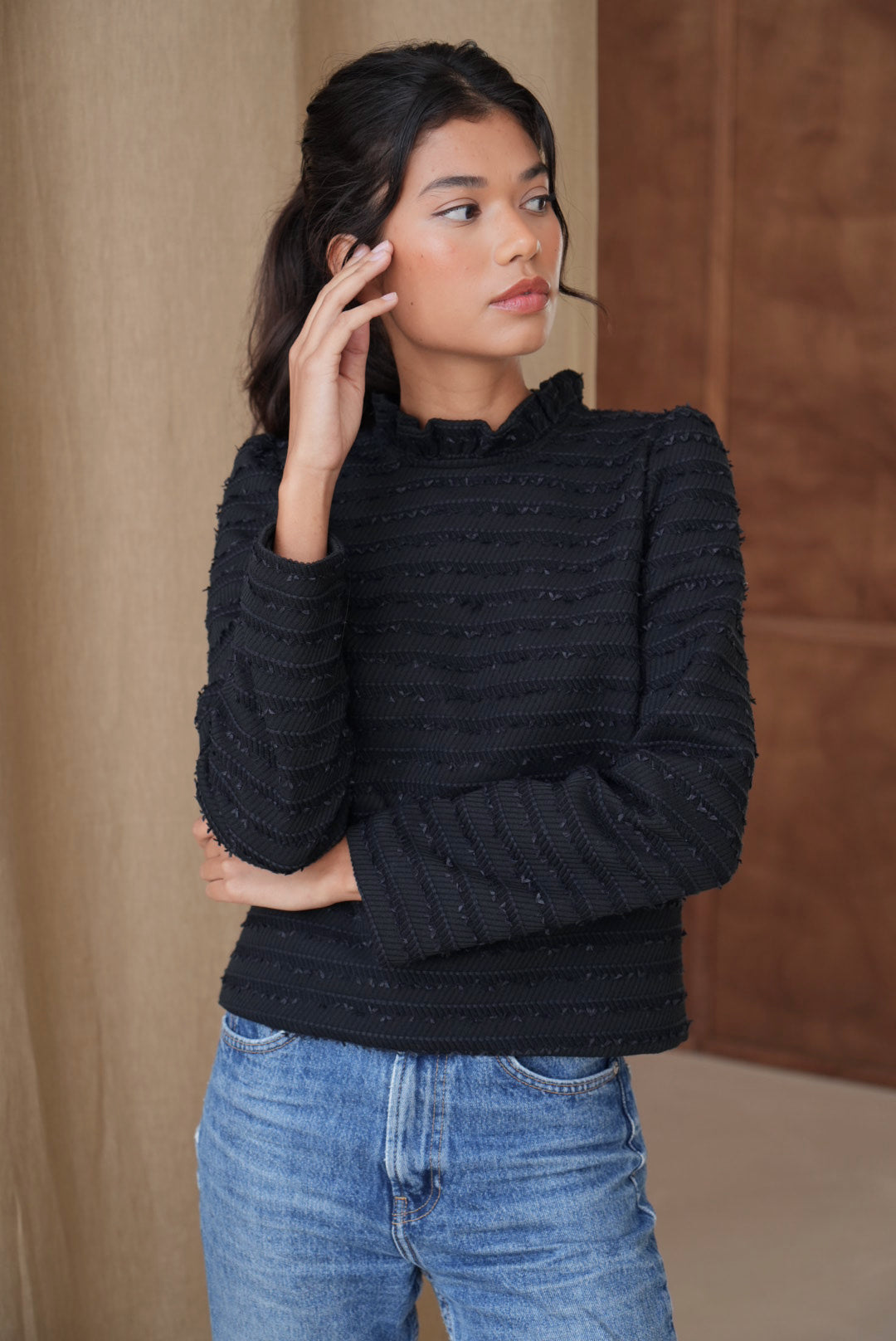 Top Odyssée tweed noir