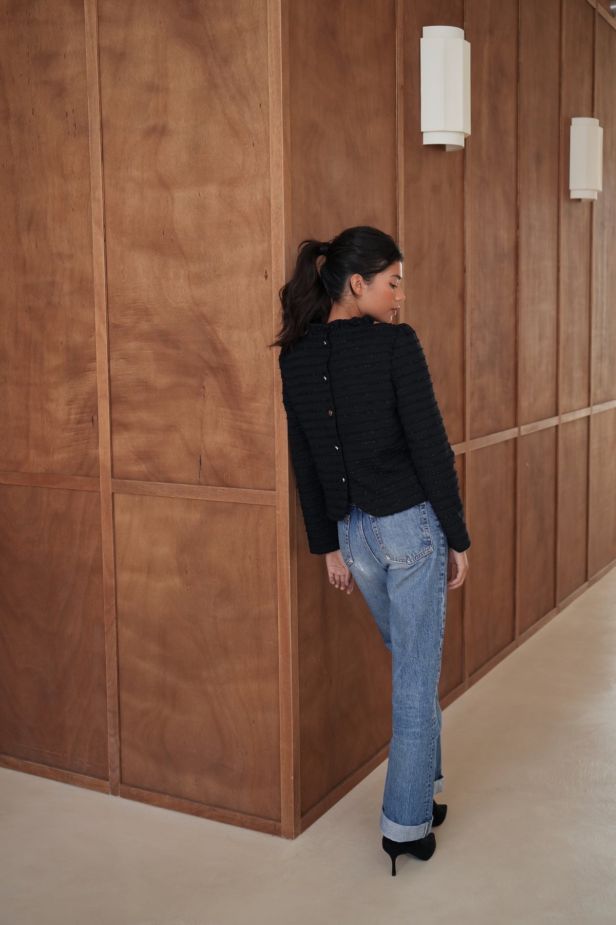 Top Odyssée tweed noir