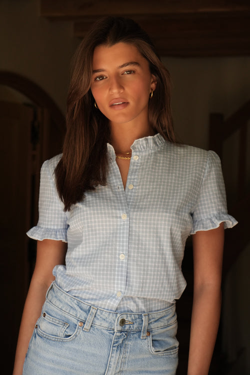 Blouse Pastis carreaux ciel