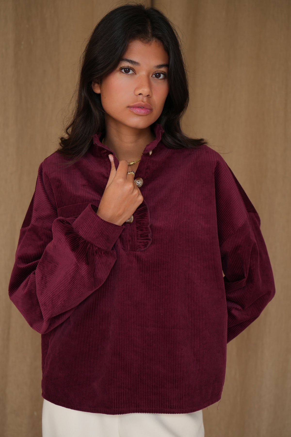 Chemise Jordane velours prune