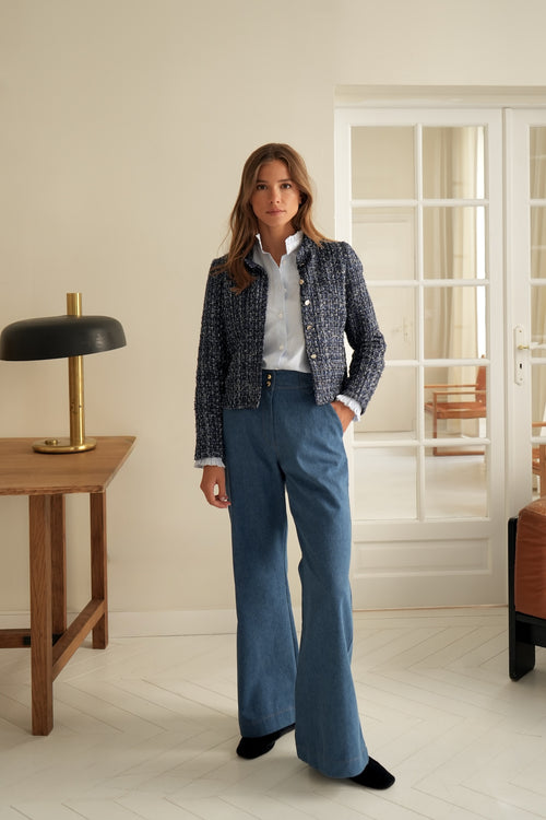 Top Calypso tweed bleu