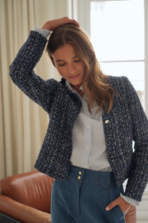 Top Calypso tweed bleu