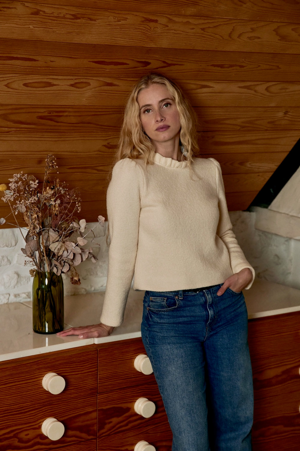 Top Odyssée ecru wool