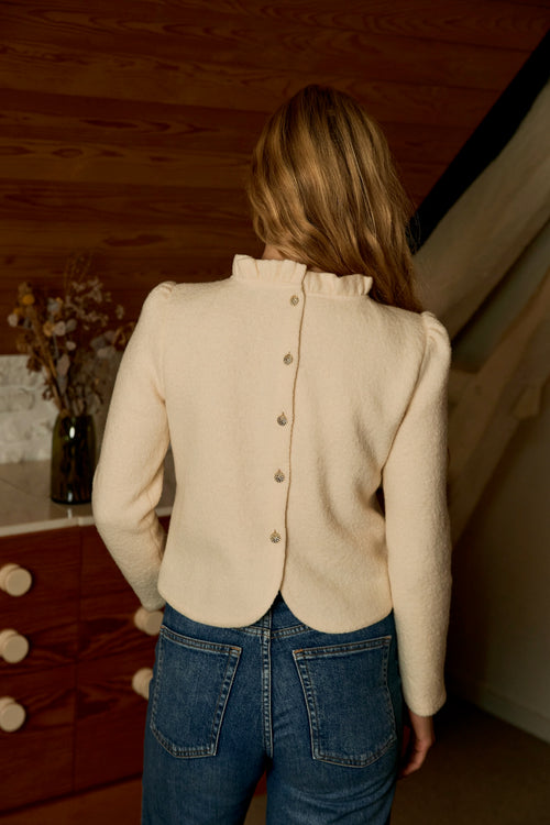 Top Odyssée ecru wool