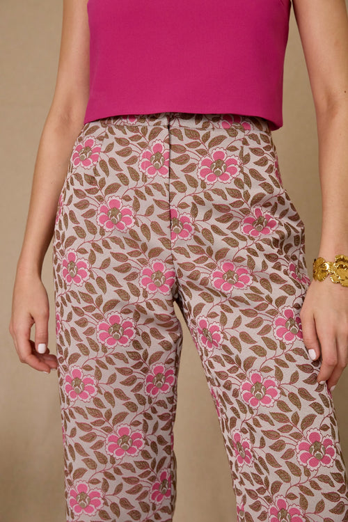 Pantalon Paimpol jacquard rose