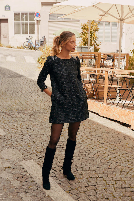 Manon black tweed dress