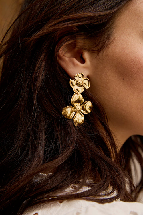 Boucles d'oreilles Camélia double